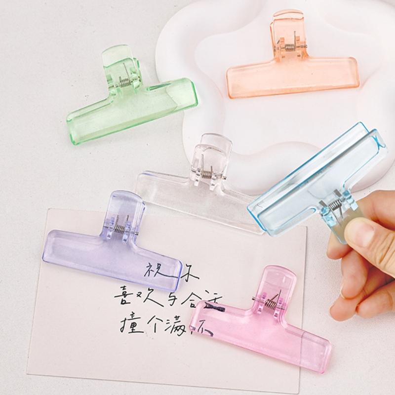 4Pcs Clear Acrylic Paper Clip for Picture Document Drawing Board 74mm Long Paper Clip File Paper Clamp Food Bag Clip