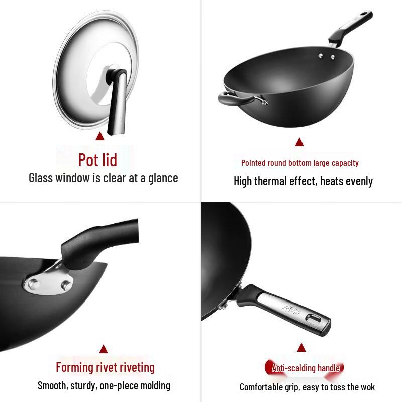 ASD 32cm Rust-Proof Cast Iron Wok