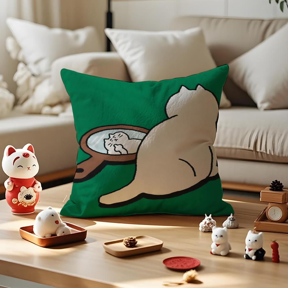 Gomatsu Cushion Cover Anti-dustmite Pillowcase Invisible Zipper Silky Short Plush Sofa Cushion Cover