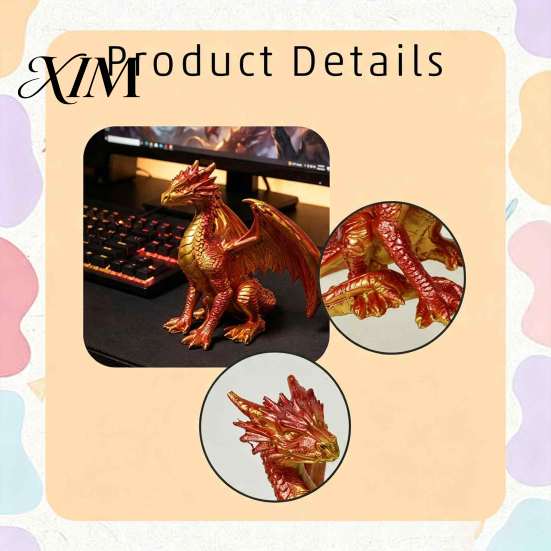 Mythical Beast Collectible Dragon Resin Statue, Sitting Wyvern Sculpture, 3D Medieval Figurine, Fantasy Desktop Display Piece for Shelves Ornament