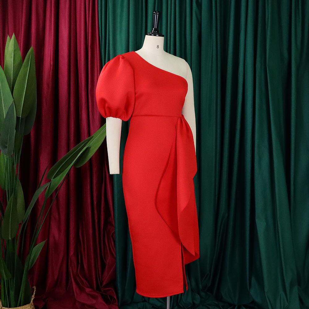 YYFS Женская мода лето весна однотонный принт короткий рукав косой воротник высокая талия повседневные платья