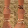 Ethnic Ocean Wind Rice Bead Set Anklet Foot, Beach Disc Water Drop Fringed Anklet