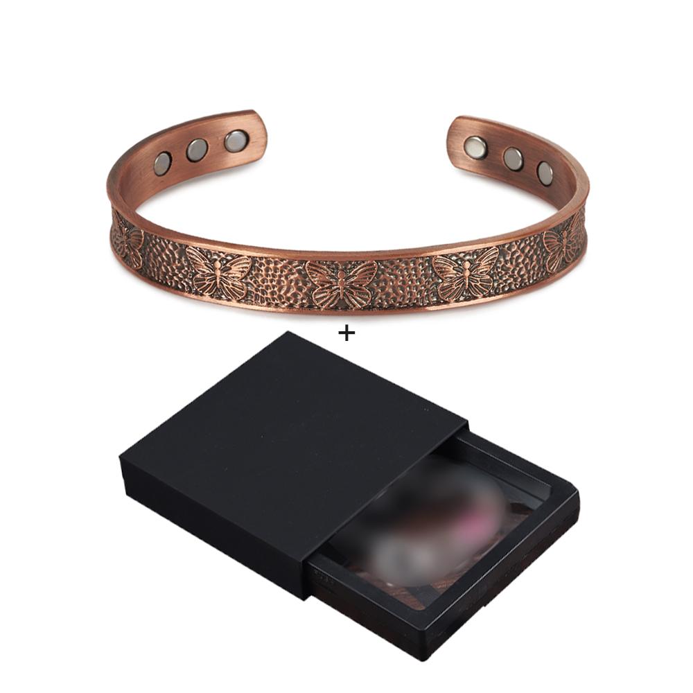 Pure Copper Bracelets Magnetic Butterfly Adjustable Vintage Cuff Bangles 9.7mm Health Energy High Magnet Jewelry Resizable Metal