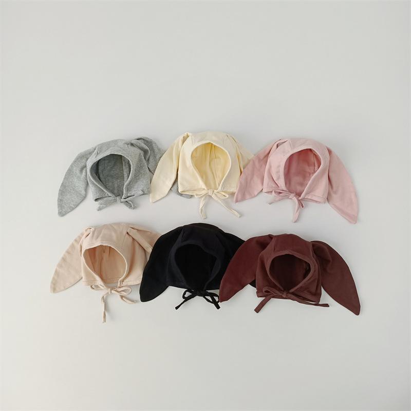 Милая мультяшная шапка для новорожденных с медвежьими ушками для маленьких мальчиков и девочек, корейская однотонная детская шапка, весенне-осенняя шапка для малышей