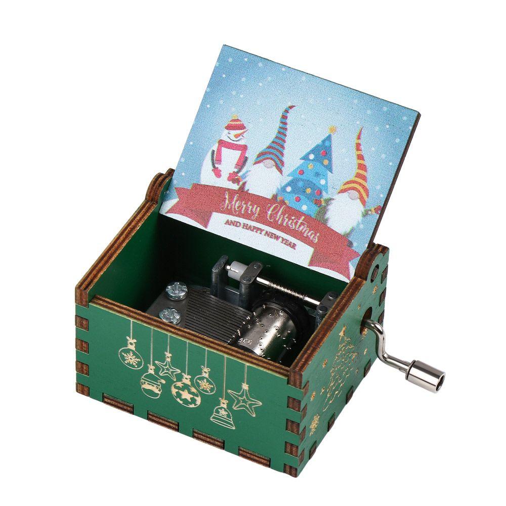 Gifts Wooden New Year Musical Boxes Music Box Merry Christmas Hand Crank