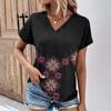 Fashion Women's T-Shirts Fashion Tops V-Neck Floral Print T Shirt Female Short Sleeve Top Casual Tees Summer Oversized Clothing
