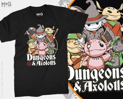 Графическая унисекс футболка Dungeons And Axolotls Смешная игровая футболка по RPG Топ для игрока DnD