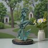 Cute retro turquoise mermaid resin statue suitable for home offices or bookshelves, ideal for decoration and a perfect gift for holidays and