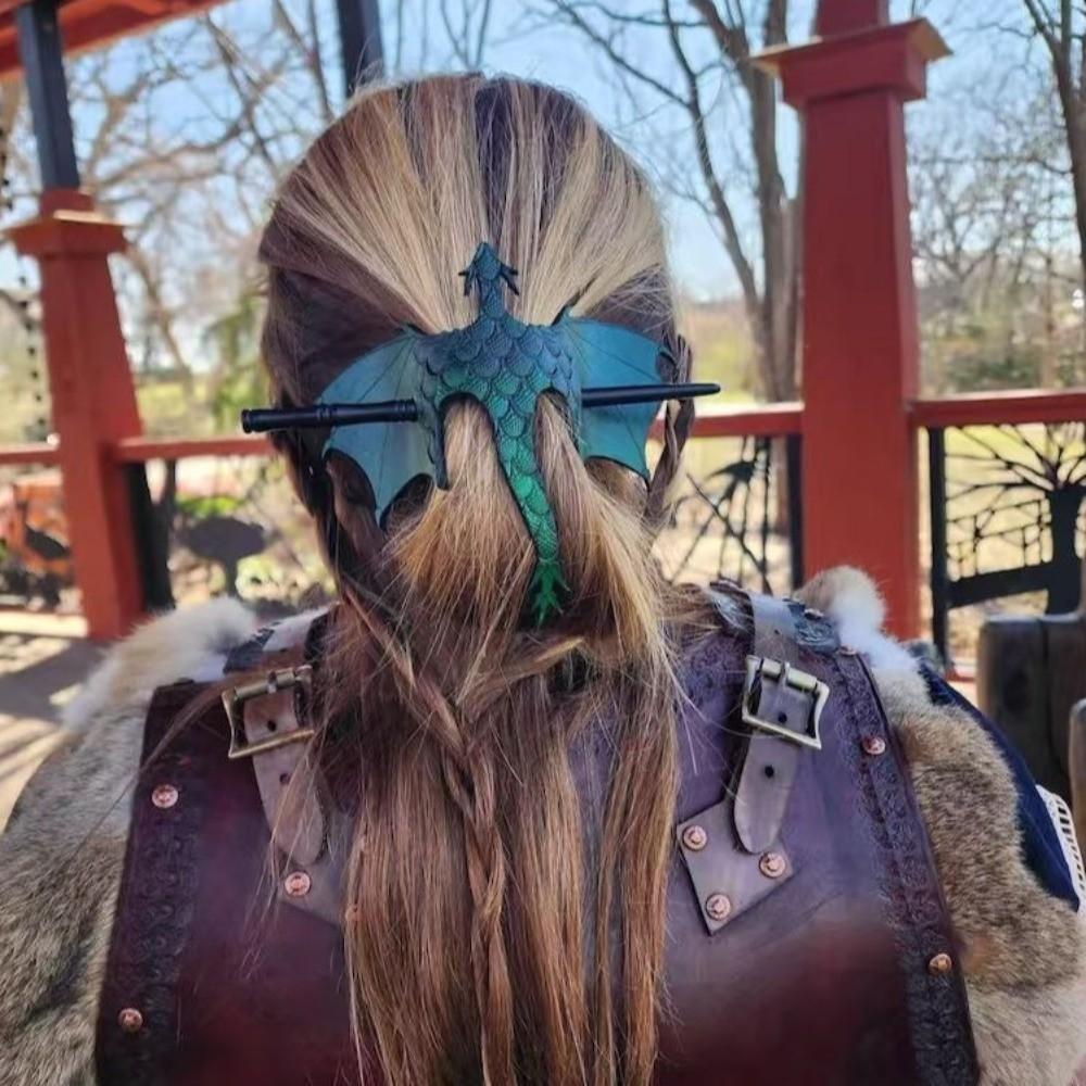 Gothic Flying Dragon Wing Hair Accessory With Wooden Stick Cosplay Dragon Hair Slide Women