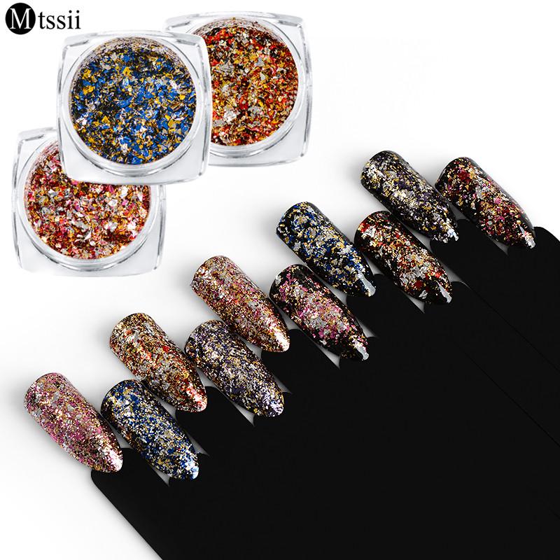 Mtssii Colorful Shining Nail Art Glitter Aluminum Foils Flake Sticker Decals DIY Decoration Manicure
