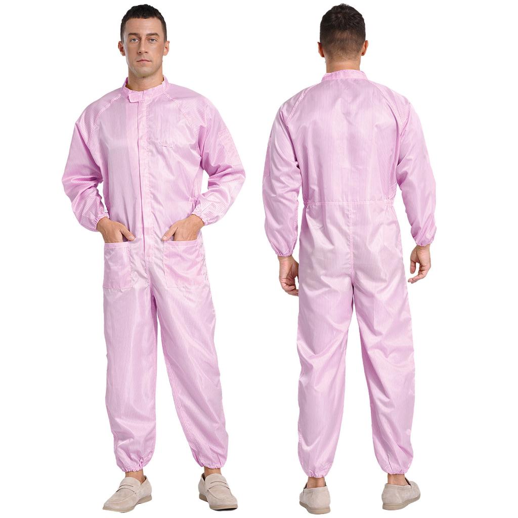 Stand Collar Front Zip Jumpsuit M-5XL - Mens Adults Anti-static Dustproof Full-body Coveralls for Workshop Worker