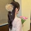 Large Summer Lace Edge Bow Claw Clip Hair Accessory for Women - Multi-Layer Feather Design
