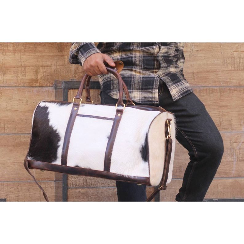 Top Grain Leather Duffle Bag – Vintage Cowhide Travel Weekender, Full-Grain Carry-On Luggage, Groomsmen Gift
