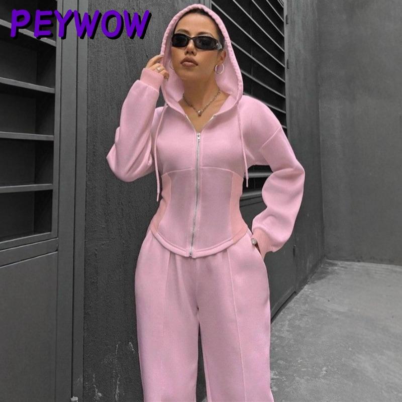 PEYWOW Женские модные повседневные брючные костюмы с длинным рукавом