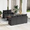 VidaXL 6-piece Garden Sofa with Cushions Black Poly Rattan Acacia 3347268