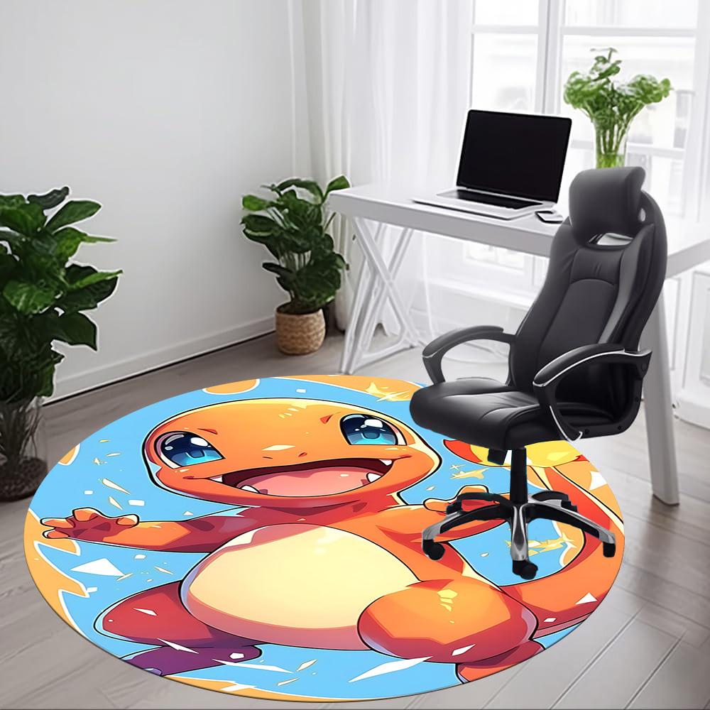 1pc Charmander Pokémon Office Round Area Rug, Indoor Mat Suitable For Office,Bedroom Living Room Home Decor, Room Deco a0928202