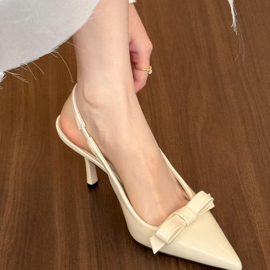 Новые женские босоножки на высоком каблуке с острым носком и бантом, женские дизайнерские модные шлепанцы, сексуальные туфли на ремешке, элегантные мюли, повседневная обувь