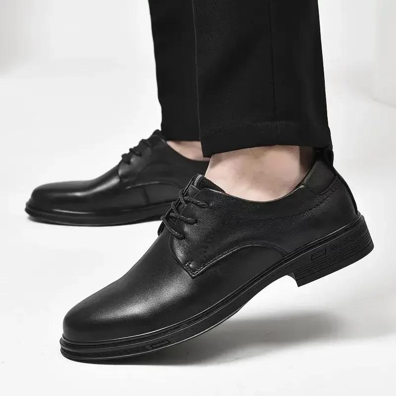 FashionSocial Shoe Male Elegant Pointed Toe Men's Formal Shoes Leather Casual Black 2024 Style Classic Legitimate Luxury Designer Party