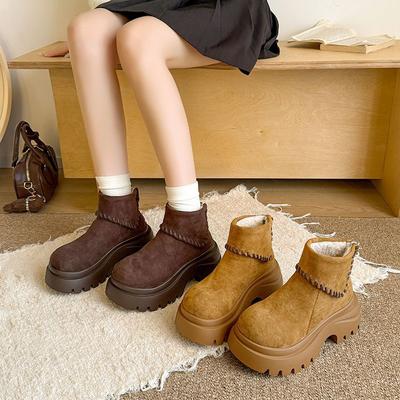 Женские меховые ботинки с мехом у рта, большого размера, на толстой подошве, с мягкой подошвой, зимние теплые меховые ботинки-сноубутсы, на подкладке, ботильоны до щиколотки, нескользящие, для хайкинга, спортивные, хлопковые ботинки