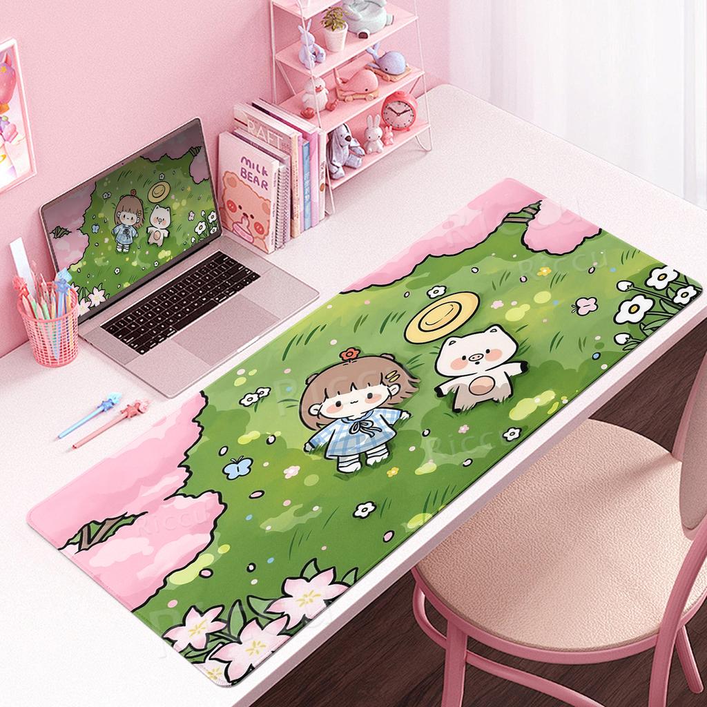 Кавайные коврики для мыши для девочек Расширенные аксессуары для ноутбука Офисный игровой коврик для клавиатуры стола Противоскользящий резиновый коврик для ПК с игровой блокирующей кромкой