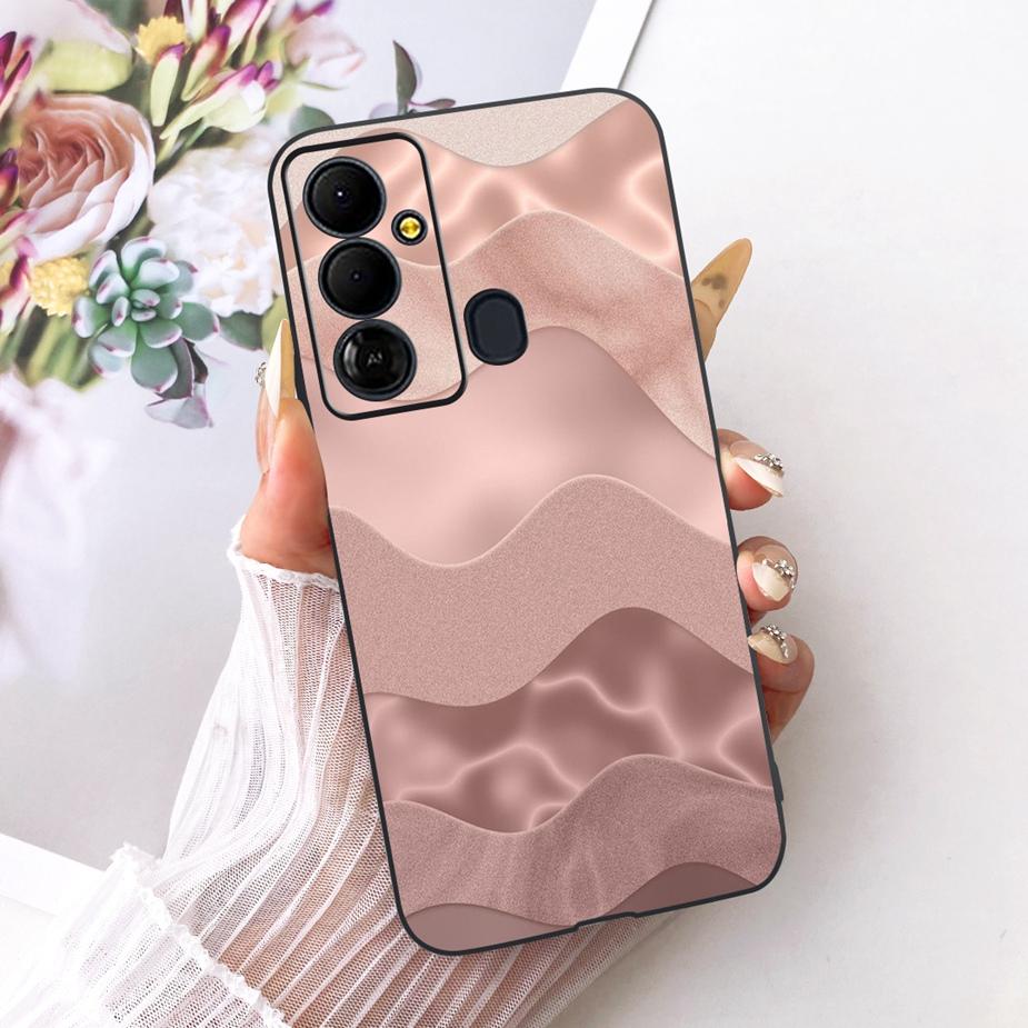 Чехол для Tecno Pop 6 GO BE6j Милый Цветок Бант Расписной Чехол Мягкий ТПУ Чехол для Телефона Для Tecno Pop 6 Pro BE8 Pop6 GO Задняя Крышка Coque