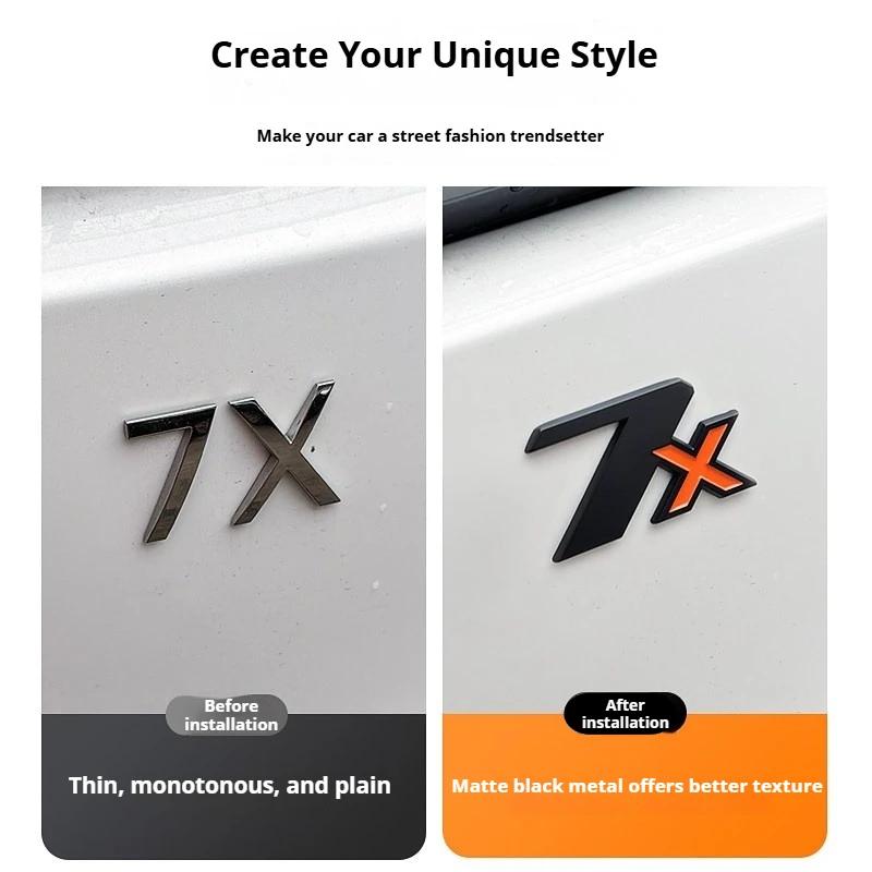 For ZEEKR 7X 2025 2026 Car Trunk Badge Stickers Blackened Rear Badge Sticker Car Creative Stickers Decorative Accessories