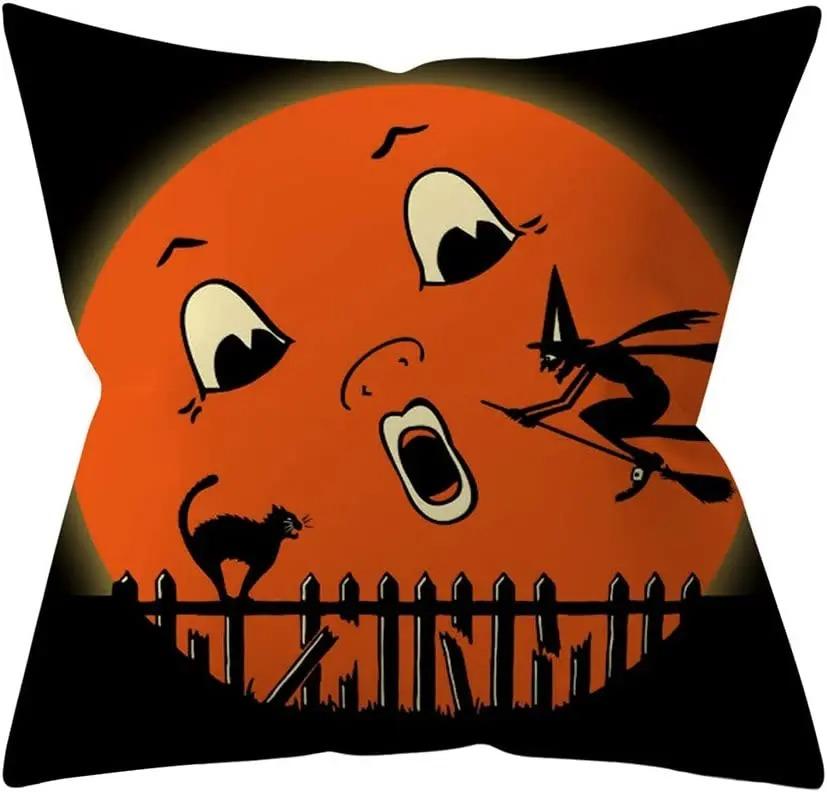 Украшения для вечеринки в честь Хэллоуина, наволочки с принтом тыквы, летучей мыши и паутины для украшения дивана и комнаты дома