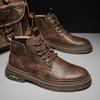 New Business Ankle Boot for Men Casual Flat Designer Shoes Lace Up Fashion Leather Boots Winter Antiskid High Top Tooling Boots