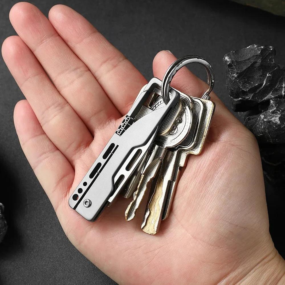 New Mini Titanium Folding Ultra Thin Pocket Women's Keychain Tanto Folding Small Pocket Knife