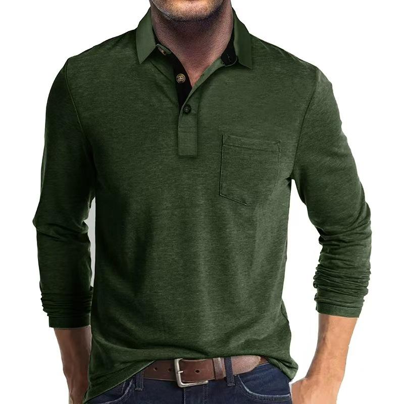 New Men's Long-Sleeved Business Polo Shirt Men's Casual Loose-Fit T-Shirt