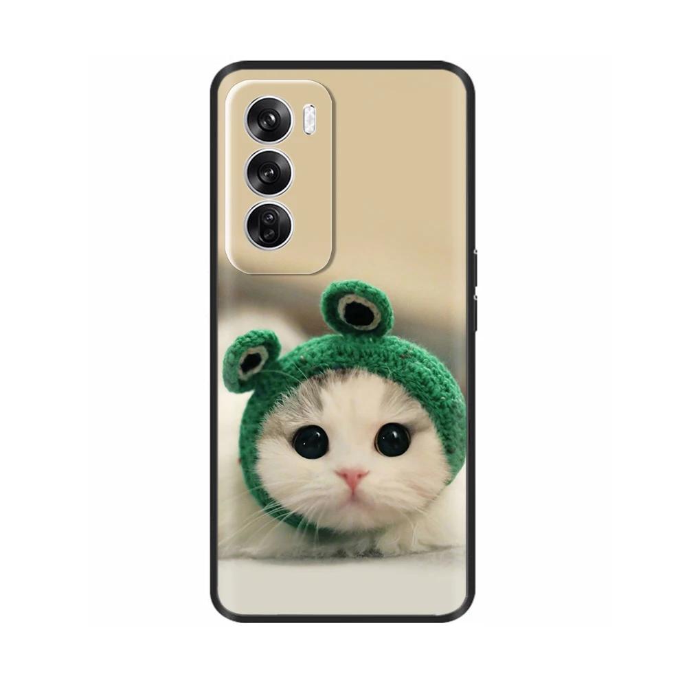 Силиконовый чехол для OPPO Reno 12 Чехлы для телефона Милый кот Обложка Reno12 5G Мягкая жидкая силиконовая задняя крышка для OPPO Reno 12 Pro 5G