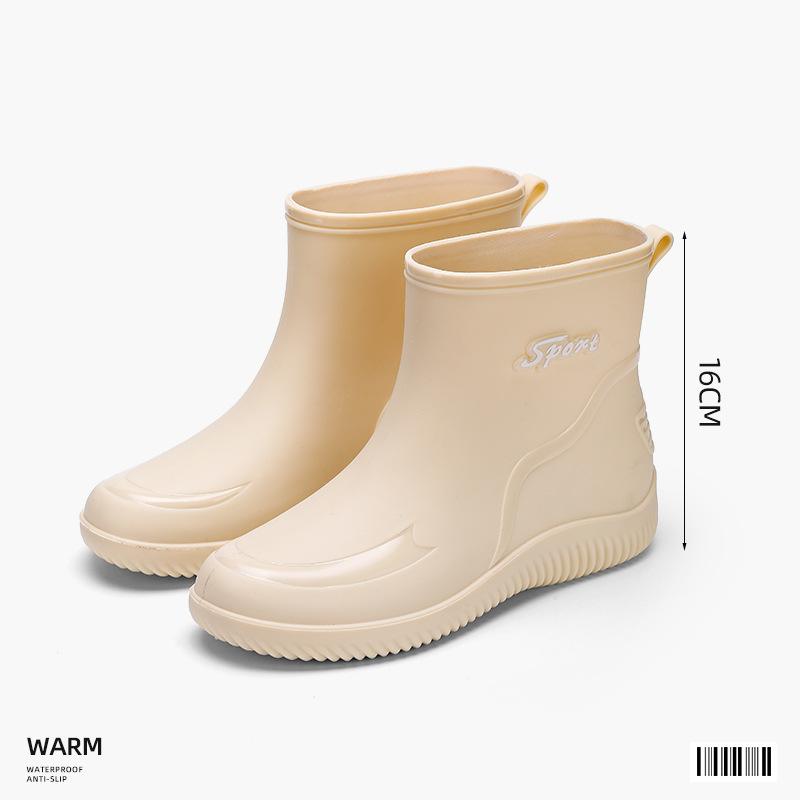 Водонепроницаемые и нескользящие короткие дождевые сапоги женские резиновые сапоги модная верхняя одежда женские водонепроницаемые сапоги хлопковые водонепроницаемые сапоги t