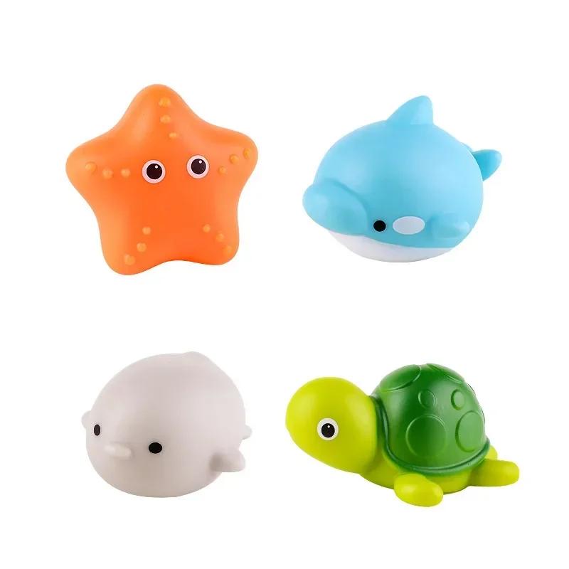 Игрушка для купания младенцев Милые животные Плавающие Вода Светодиодная подсветка Поплавок Индукционная Светящиеся игрушки Мягкая резина Детские Игры Забавные Подарки