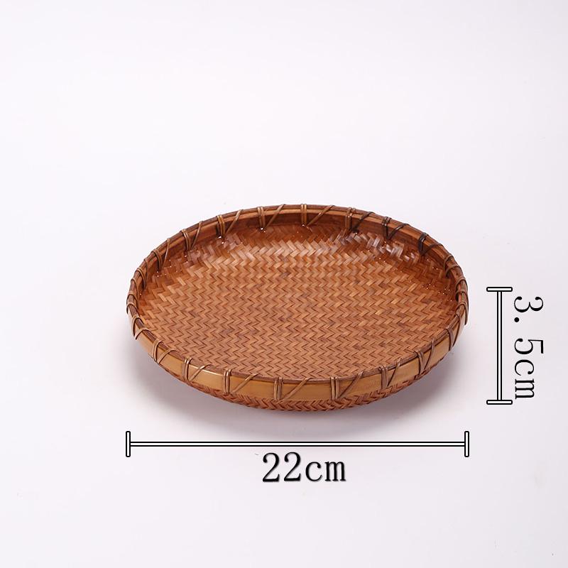 Lacquered Bamboo Woven Basket: Round Retro Fruit, Snack, and Tea Tray