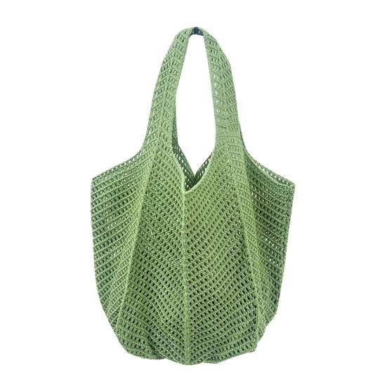 Knitted Handbag with Convenient Structure Solid Color Spacious Beach Bag Exotic Vacation Roomy Tote Bag