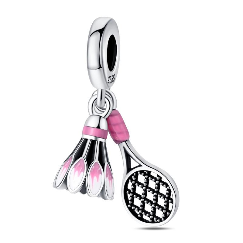 Fashion 925 Silver Football Jersey Badminton Baseball Dumbbell Sports Charm Beads Fit 925 Bracelet DIY Birthday Jewelry