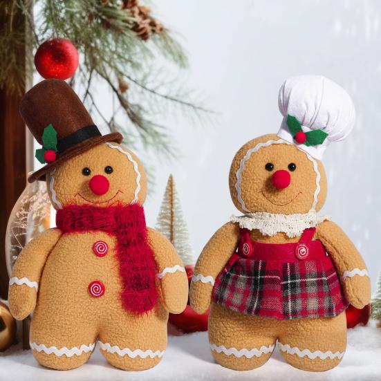 Пряничный человечек, мягкая плюшевая праздничная декоративная подушка, домашний декор, плюшевая мультяшная фигурка мальчика и девочки, украшение на рождественскую елку