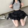 Летняя одежда Сетчатая юбка Черно-белая мини-юбка Женские черные милые пышные юбки 2023 Корейская модная новая одежда Уличная одежда