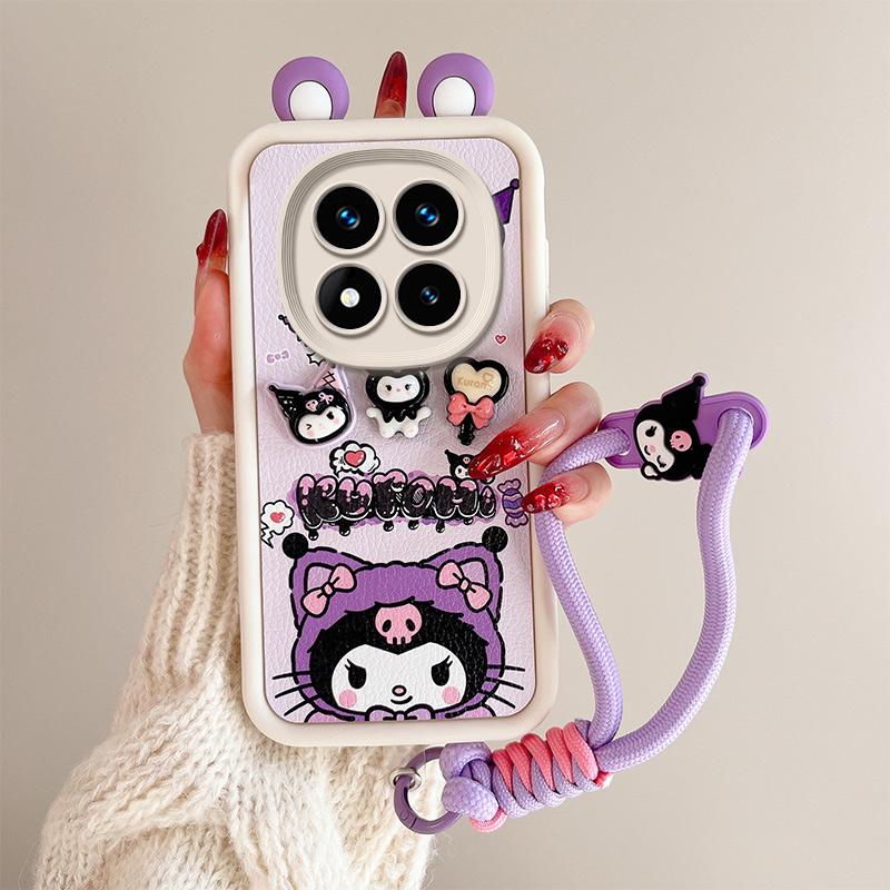 KEYSION Милый чехол с 3D-мультяшным рисунком для Redmi Note 14 Pro 5G 14 Pro+ с браслетом, силиконовый противоударный чехол для телефона Xiaomi POCO X7