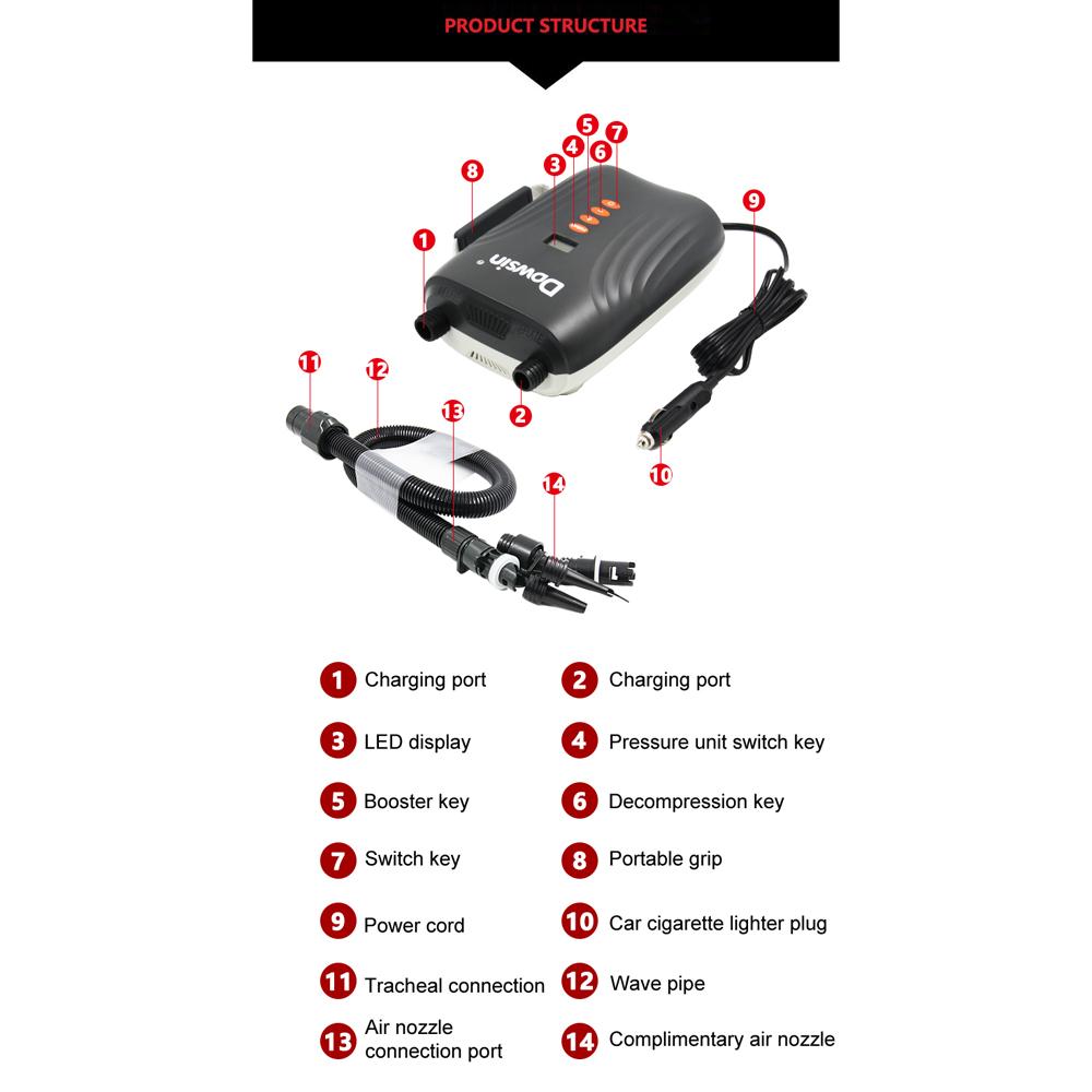 12Volt Vehicle Electric High-Pressure Pump Paddle Board Pump Inflatable Boat Inflatable Tent