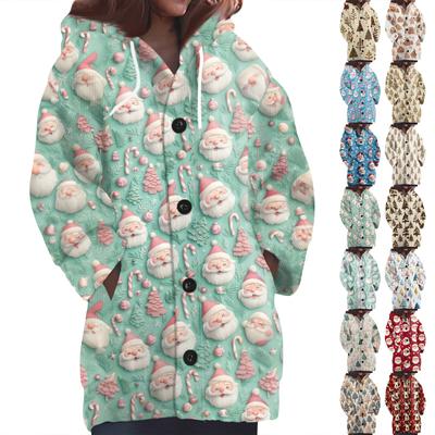 Женская мода повседневная шерстяная вязка с капюшоном и пуговицами с длинным рукавом