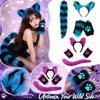 Ear Headband Gloves and Tail Set - 3 Piece Party Costume Accessory for Women