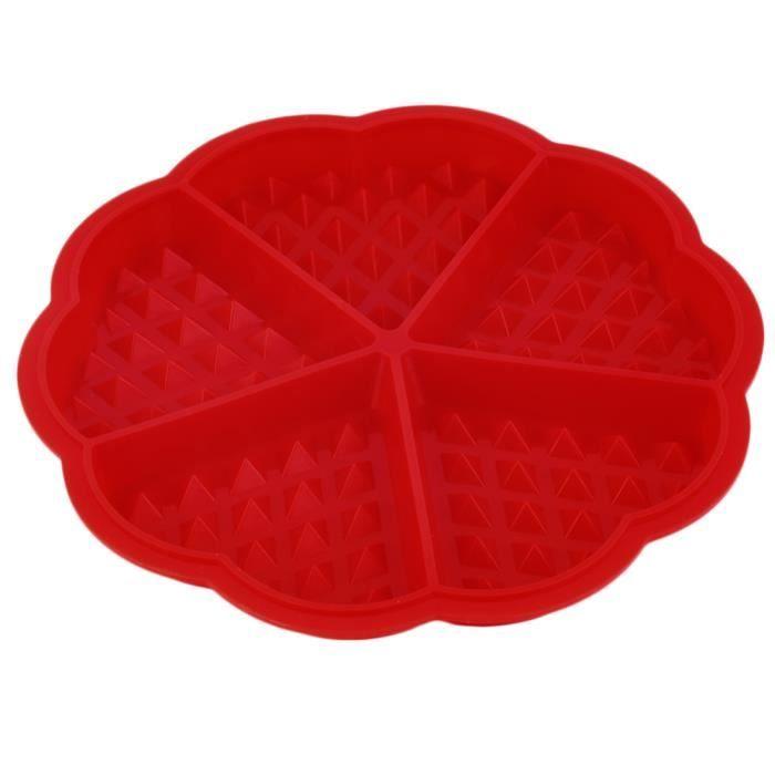 Moule à Gaufre - 1 X - Silicone - 5 Cavités - Rouge - Compatible Lave-Vaisselle
