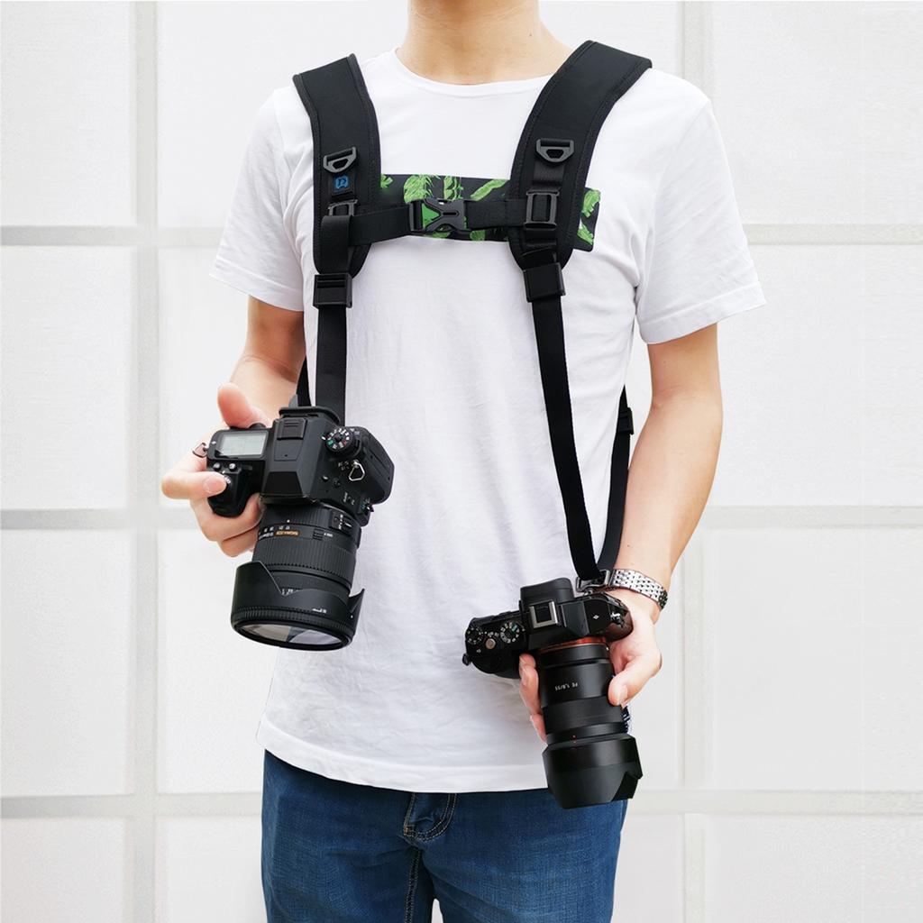 PULUZ PU6002 Dual Camera Shoulder Strap with Soft Shoulder Pad 1/4 Inch Screw Quick Release Camera