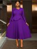 Elegant Women Pleated Midi Dresses Peplum Skew Collar Ruffles Long Sleeves Church Evening Party Birthday Wedding Guest Autum New