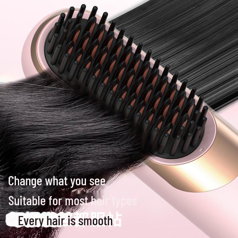 Беспроводная керамическая щетка для выпрямления волос с USB, отрицательной ионизацией, двойного назначения для сухих и влажных волос