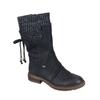 Knitting Retro Ankle Boots Botas De Mujer Women's  Boots Winter Side Zipper Snow Boots Lace Up Women Shoes Size 43