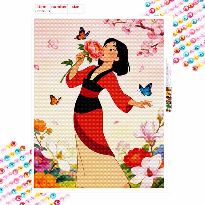 Disney Mulan Flower Butterfly Diamond Paint Painting Art Kit Handmade DIY5D Home Decor Gift