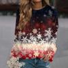 Women's Casual Fashion Christmas Print Long Sleeve Round Neck Pullover Top Blouse Sweatshirt