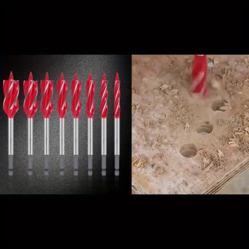 Набор из 8 сверл по дереву - Высокоуглеродистая сталь, 4-зубые режущие сверла, самонарезающий шестигранный хвостовик 10-25 мм, прецизионные сверла для глубоких отверстий для твердой древесины